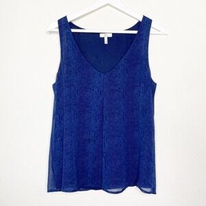 Joie Navy Snakeskin Print Silk Tank Top